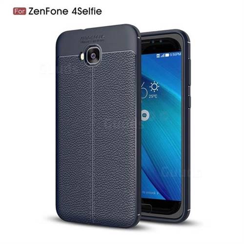 Luxury Auto Focus Litchi Texture Silicone TPU Back Cover for Asus Zenfone 4 Selfie ZD553KL - Dark Blue