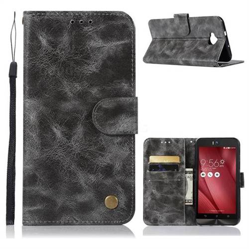 Luxury Retro Leather Wallet Case for Asus Zenfone 4 Selfie ZD553KL - Gray