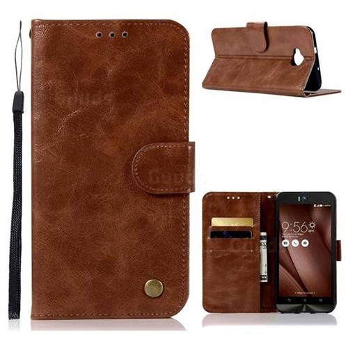 Luxury Retro Leather Wallet Case for Asus Zenfone 4 Selfie ZD553KL - Brown