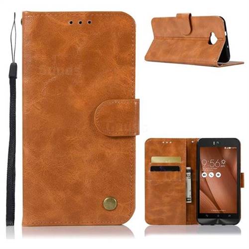 Luxury Retro Leather Wallet Case for Asus Zenfone 4 Selfie ZD553KL - Golden