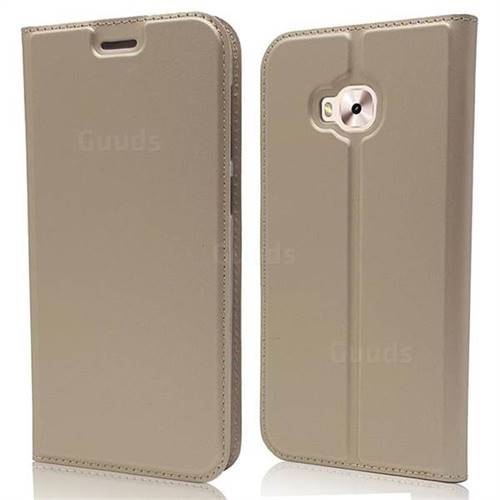 Ultra Slim Card Magnetic Automatic Suction Leather Wallet Case for Asus Zenfone 4 Selfie ZD553KL - Champagne
