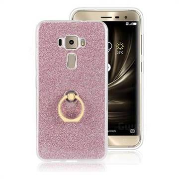 Luxury Soft TPU Glitter Back Ring Cover with 360 Rotate Finger Holder Buckle for Asus Zenfone 3 ZE520KL - Pink