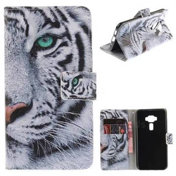 White Tiger PU Leather Wallet Case for Asus Zenfone 3 ZE520KL