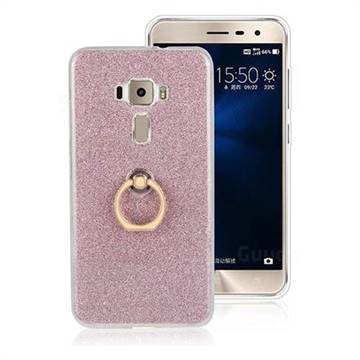 Luxury Soft TPU Glitter Back Ring Cover with 360 Rotate Finger Holder Buckle for Asus Zenfone 3 ZE552KL - Pink