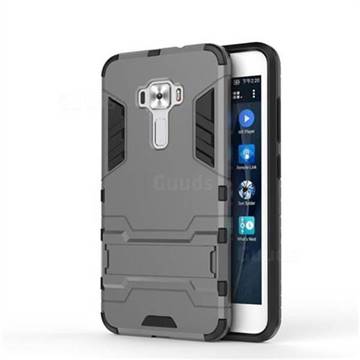 Armor Premium Tactical Grip Kickstand Shockproof Dual Layer Rugged Hard Cover for Asus Zenfone 3 ZE552KL - Gray