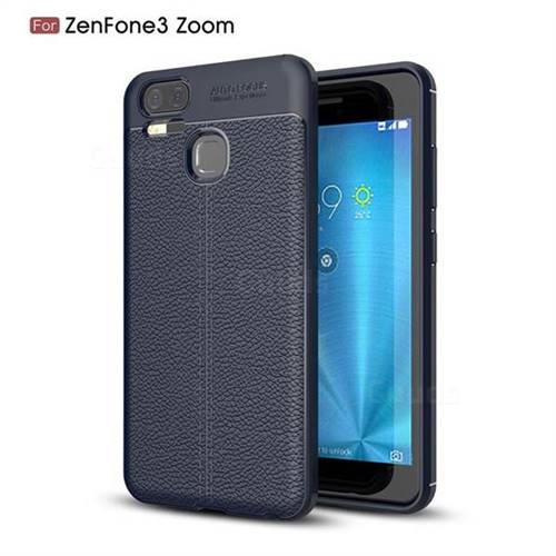 Luxury Auto Focus Litchi Texture Silicone TPU Back Cover for Asus Zenfone 3 Zoom ZE553KL - Dark Blue