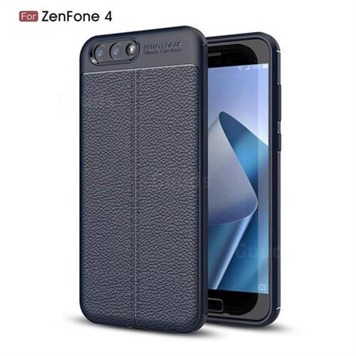 Luxury Auto Focus Litchi Texture Silicone TPU Back Cover for Asus Zenfone 4 ZE554KL - Dark Blue