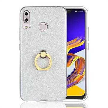 Luxury Soft TPU Glitter Back Ring Cover with 360 Rotate Finger Holder Buckle for Asus Zenfone 5 ZE620KL - White