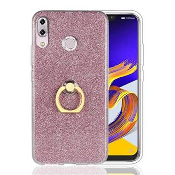 Luxury Soft TPU Glitter Back Ring Cover with 360 Rotate Finger Holder Buckle for Asus Zenfone 5 ZE620KL - Pink