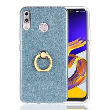 Luxury Soft TPU Glitter Back Ring Cover with 360 Rotate Finger Holder Buckle for Asus Zenfone 5 ZE620KL - Blue