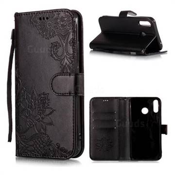 Intricate Embossing Lotus Mandala Flower Leather Wallet Case for Asus Zenfone 5 ZE620KL - Black