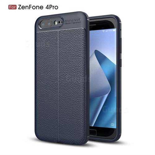 Luxury Auto Focus Litchi Texture Silicone TPU Back Cover for Asus Zenfone 4 Pro ZS551KL - Dark Blue