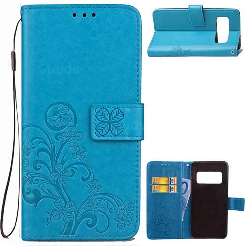 Embossing Imprint Four-Leaf Clover Leather Wallet Case for Asus Zenfone AR ZS571KL - Blue