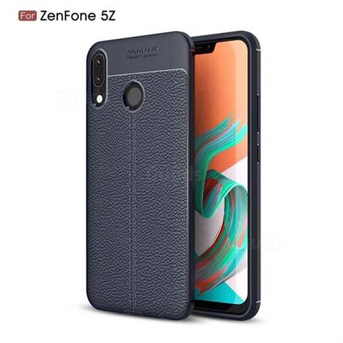 Luxury Auto Focus Litchi Texture Silicone TPU Back Cover for Asus Zenfone 5Z ZS620KL - Dark Blue