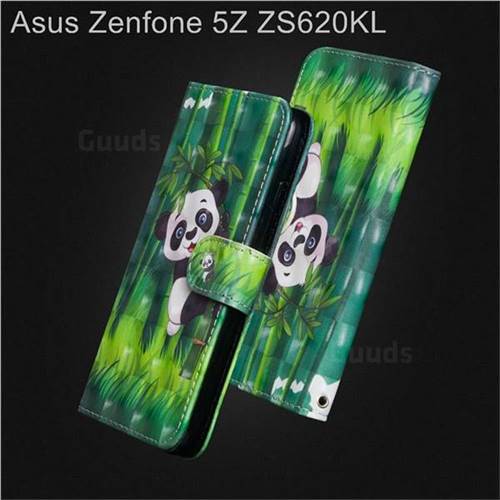 Climbing Bamboo Panda 3D Painted Leather Wallet Case for Asus Zenfone 5Z ZS620KL
