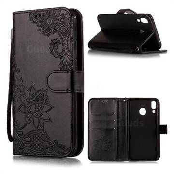 Intricate Embossing Lotus Mandala Flower Leather Wallet Case for Asus Zenfone 5Z ZS620KL - Black