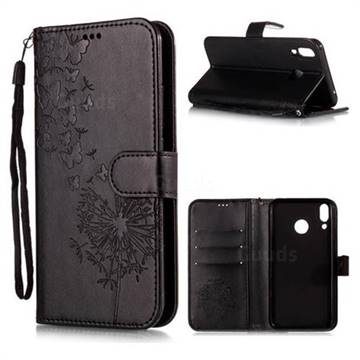 Intricate Embossing Dandelion Butterfly Leather Wallet Case for Asus Zenfone 5Z ZS620KL - Black
