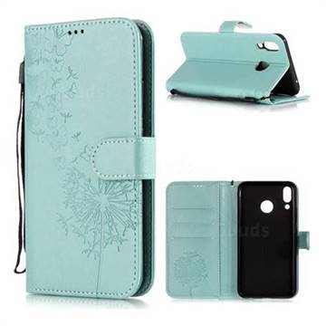 Intricate Embossing Dandelion Butterfly Leather Wallet Case for Asus Zenfone 5Z ZS620KL - Green