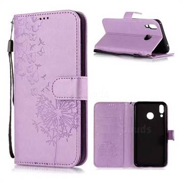 Intricate Embossing Dandelion Butterfly Leather Wallet Case for Asus Zenfone 5Z ZS620KL - Purple