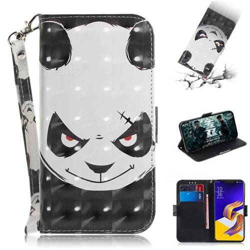 Angry Bear 3D Painted Leather Wallet Phone Case for Asus Zenfone 5Z ZS620KL