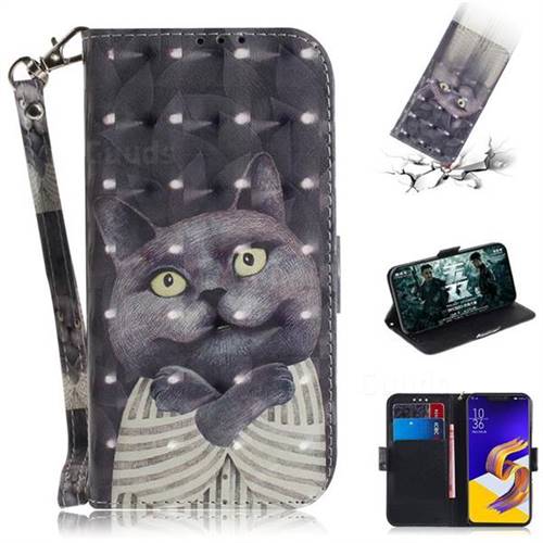 Cat Embrace 3D Painted Leather Wallet Phone Case for Asus Zenfone 5Z ZS620KL