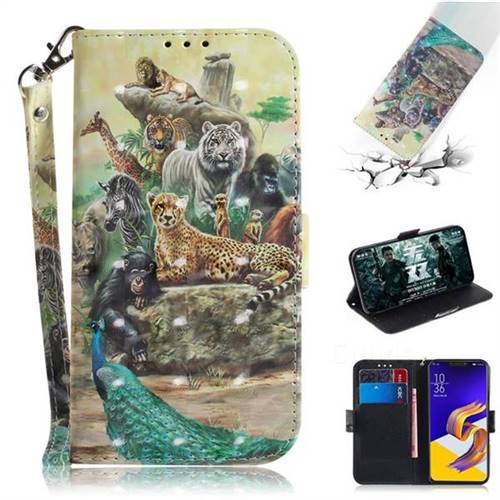 Beast Zoo 3D Painted Leather Wallet Phone Case for Asus Zenfone 5Z ZS620KL