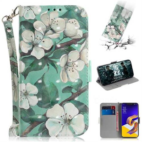 Watercolor Flower 3D Painted Leather Wallet Phone Case for Asus Zenfone 5Z ZS620KL