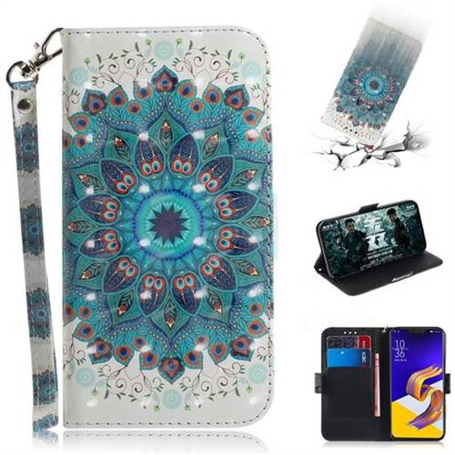 Peacock Mandala 3D Painted Leather Wallet Phone Case for Asus Zenfone 5Z ZS620KL