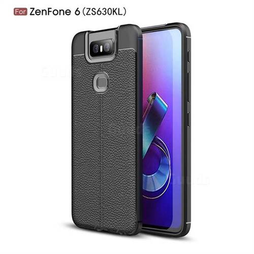 Luxury Auto Focus Litchi Texture Silicone TPU Back Cover for Asus ZenFone 6 (ZS630KL) - Black