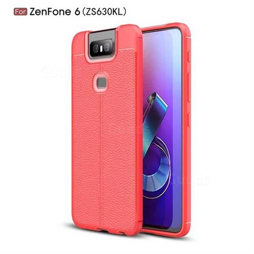Luxury Auto Focus Litchi Texture Silicone TPU Back Cover for Asus ZenFone 6 (ZS630KL) - Red