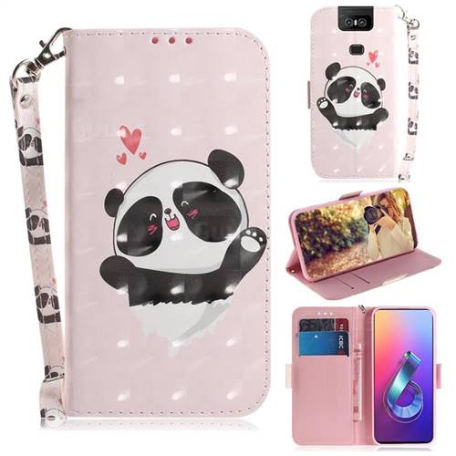 Heart Cat 3D Painted Leather Wallet Phone Case for Asus ZenFone 6 (ZS630KL)