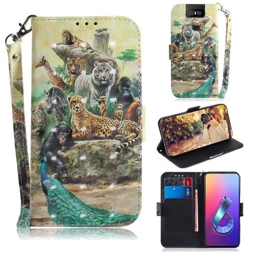 Beast Zoo 3D Painted Leather Wallet Phone Case for Asus ZenFone 6 (ZS630KL)