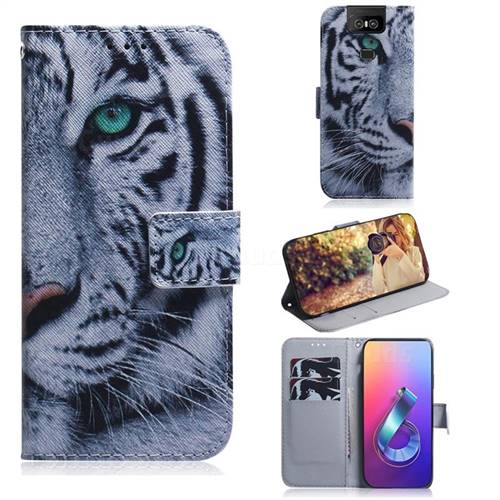 White Tiger PU Leather Wallet Case for Asus ZenFone 6 (ZS630KL)