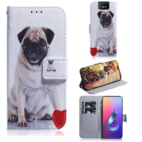 Pug Dog PU Leather Wallet Case for Asus ZenFone 6 (ZS630KL)