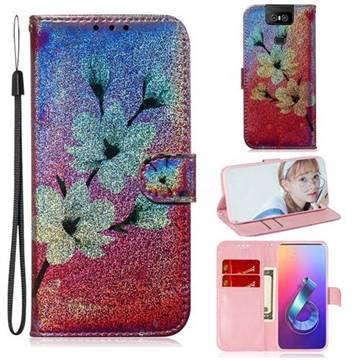 Magnolia Laser Shining Leather Wallet Phone Case for Asus ZenFone 6 (ZS630KL)