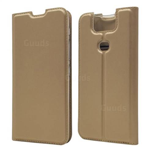 Ultra Slim Card Magnetic Automatic Suction Leather Wallet Case for Asus ZenFone 6 (ZS630KL) - Champagne