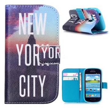 New York City Leather Wallet Case for Samsung Galaxy S3 Mini i8190