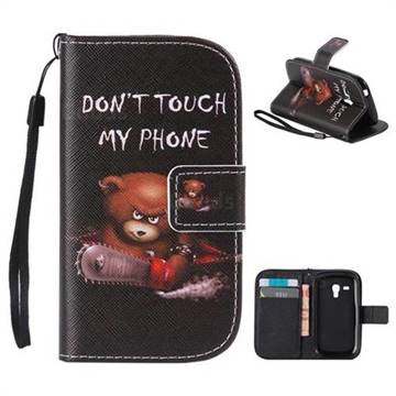 Angry Bear PU Leather Wallet Case for Samsung Galaxy S3 Mini i8190