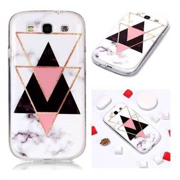 Inverted Triangle Black Soft TPU Marble Pattern Phone Case for Samsung Galaxy S3