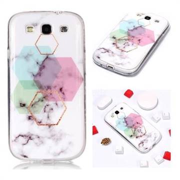 Hexagonal Soft TPU Marble Pattern Phone Case for Samsung Galaxy S3