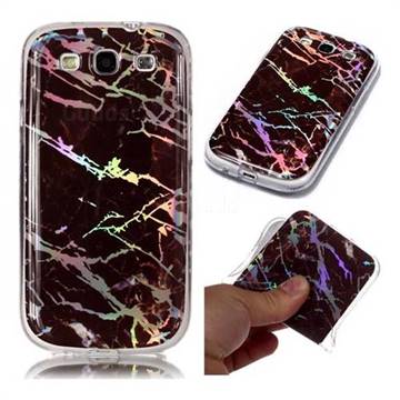 Black Brown Marble Pattern Bright Color Laser Soft TPU Case for Samsung Galaxy S3