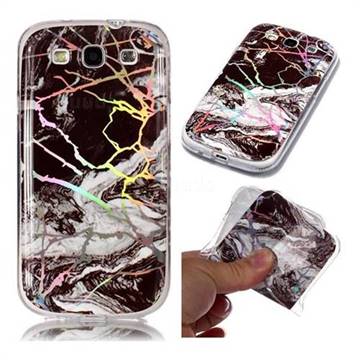 White Black Marble Pattern Bright Color Laser Soft TPU Case for Samsung Galaxy S3
