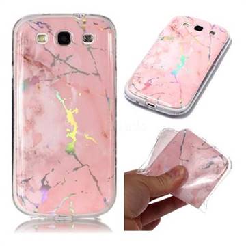 Powder Pink Marble Pattern Bright Color Laser Soft TPU Case for Samsung Galaxy S3