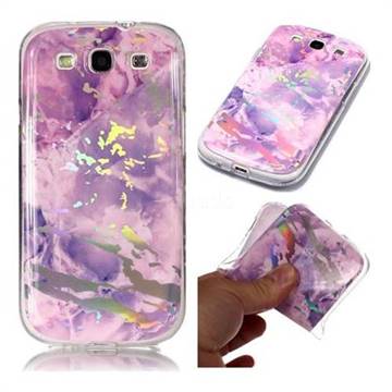Purple Marble Pattern Bright Color Laser Soft TPU Case for Samsung Galaxy S3