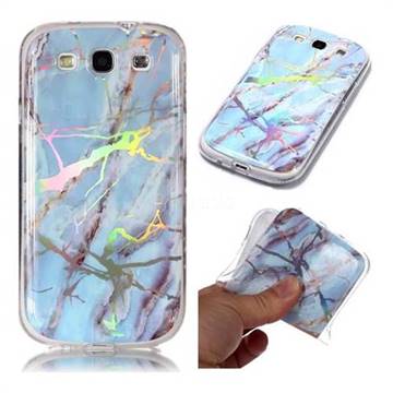 Light Blue Marble Pattern Bright Color Laser Soft TPU Case for Samsung Galaxy S3