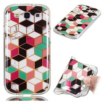 Three-dimensional Square Soft TPU Marble Pattern Phone Case for Samsung Galaxy S3