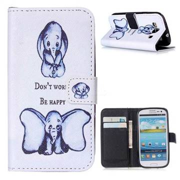 Be Happy Elephant Leather Wallet Case for Samsung Galaxy S3 i9300 I747 L710 T999 I535 R530