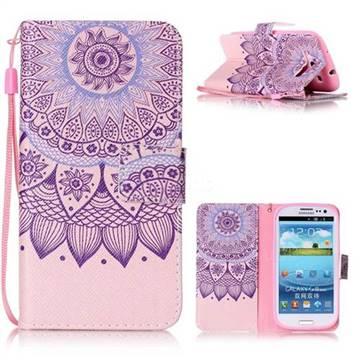 Purple Sunflower Leather Wallet Phone Case for Samsung Galaxy S3