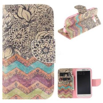 Wave Flower PU Leather Wallet Case for Samsung Galaxy S3
