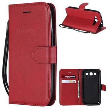 Retro Greek Classic Smooth PU Leather Wallet Phone Case for Samsung Galaxy S3 - Red